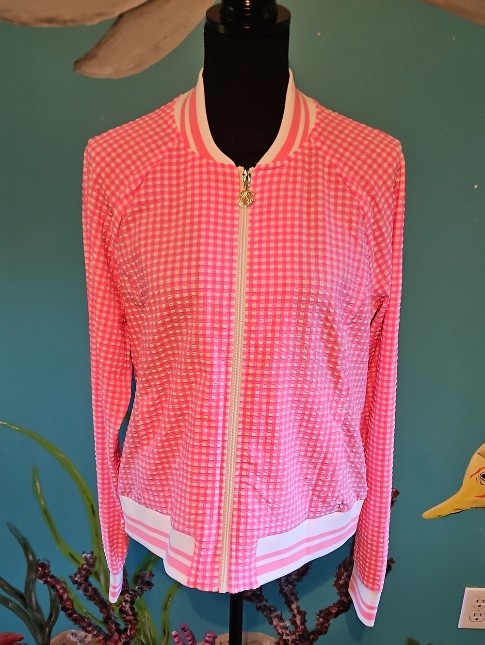 Lilly Pulitzer Pink Gingham Luxletic Jacket